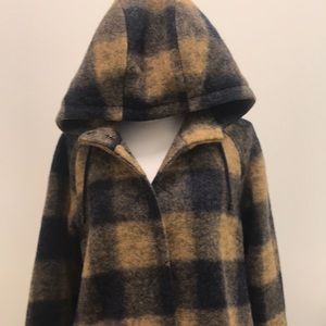 “The Great” Plaid coat with hood and snap closures